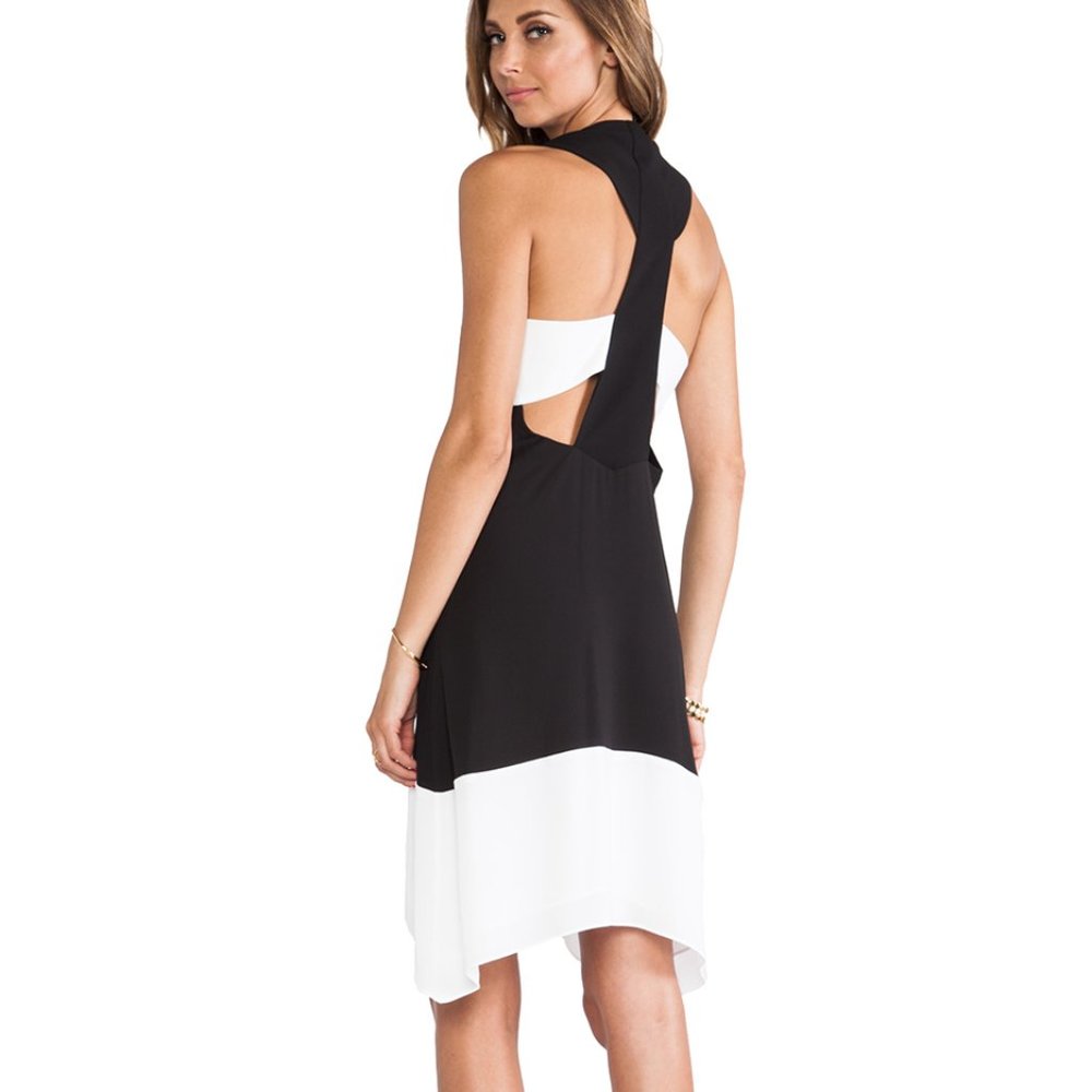 EUC BCBG Kylie Sexy Classy Black & White Color Block Dress